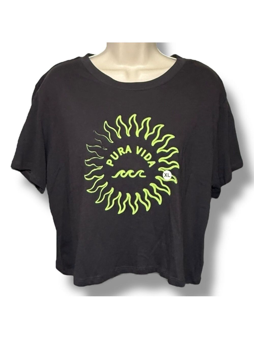 Pura Vida Women’s Wave Logo Crop Tee Gray Size XL